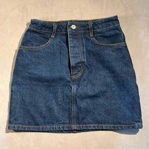 Brandy Melville J Galt Dark Denim Miniskirt 5 Button Fly Back Pockets Like New S